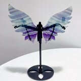 5 Pairs Rainbow Fluorite Angel Wing With Stand - Wholesale Crystals