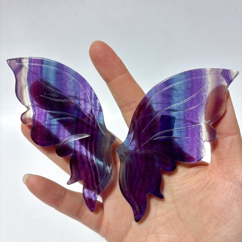5 Pairs Rainbow Fluorite Butterfly Carving With Stand -Wholesale Crystals