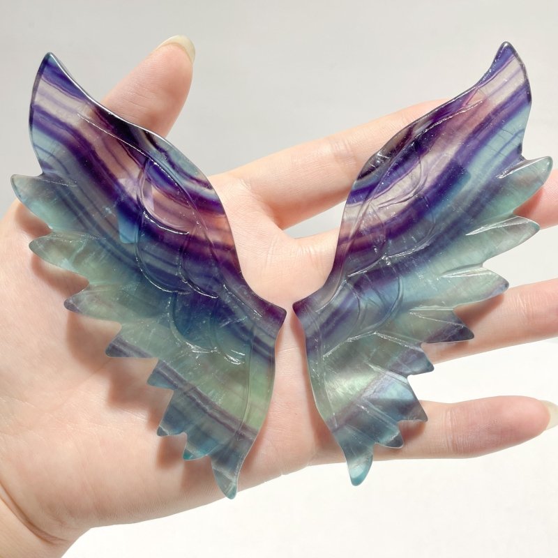 5 Pairs Rainbow Symmetry Fluorite Angel Wing With Stand - Wholesale Crystals