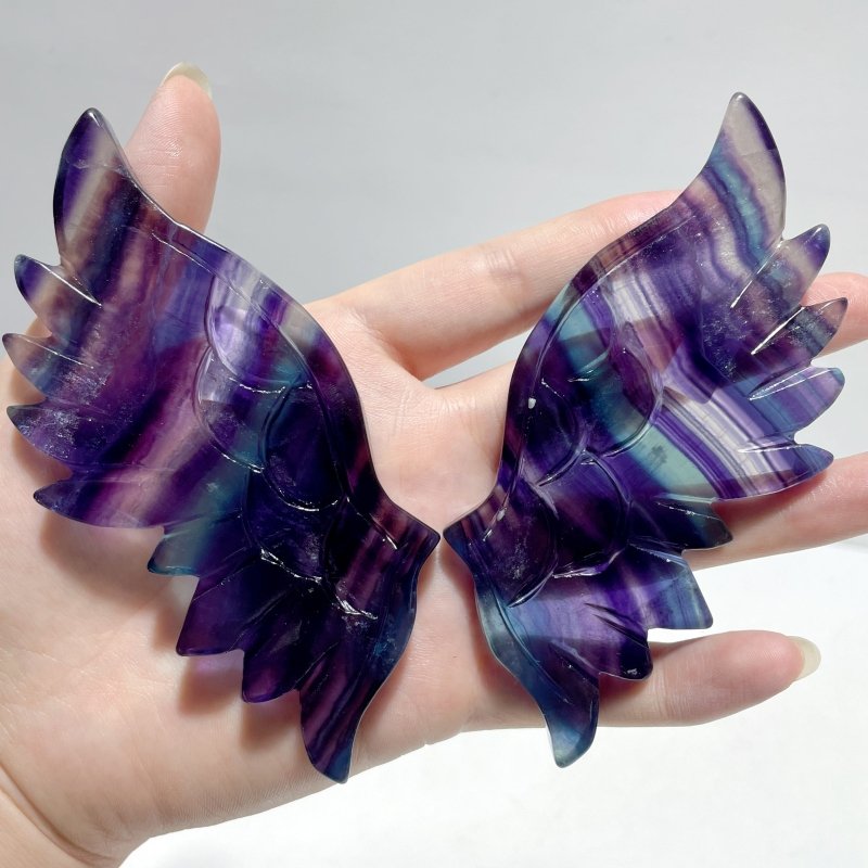 5 Pairs Rainbow Symmetry Fluorite Angel Wing With Stand - Wholesale Crystals