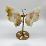 5 Pairs Sakura Flower Agate Butterfly Wing Carving With Stand - Wholesale Crystals