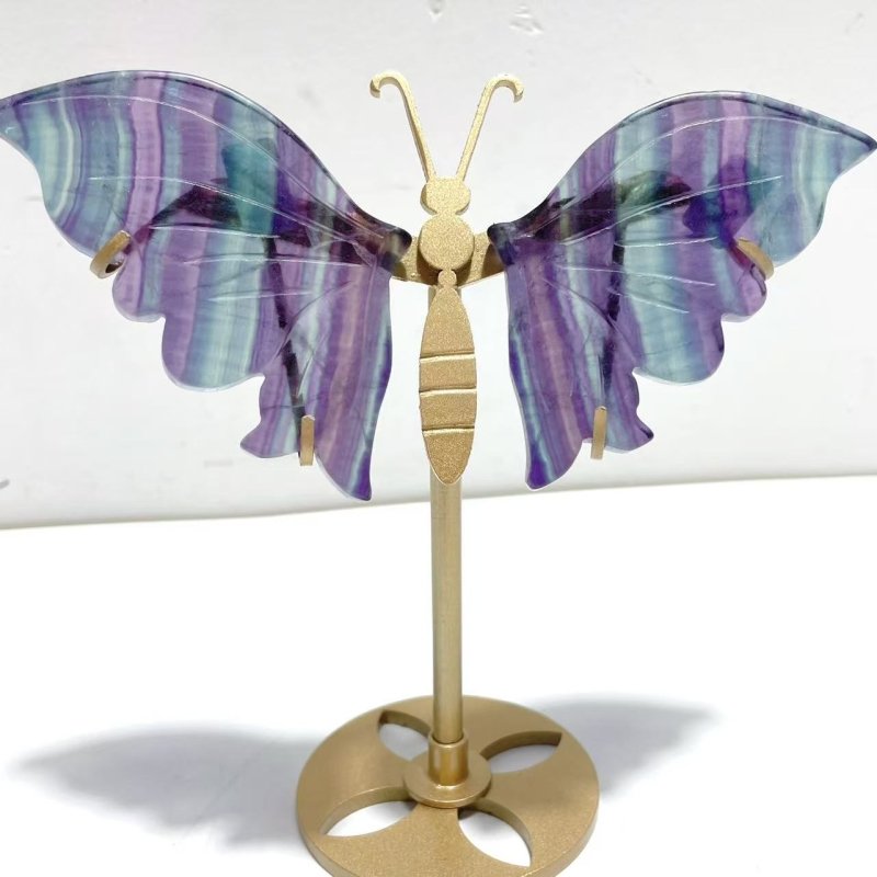 5 Pairs Symmetry Butterfly Wing With Stand Fluorite - Wholesale Crystals