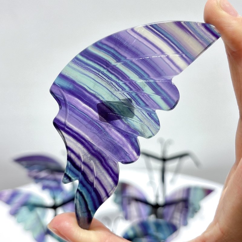 5 Pairs Symmetry Fluorite Butterfly Wing With Stand - Wholesale Crystals