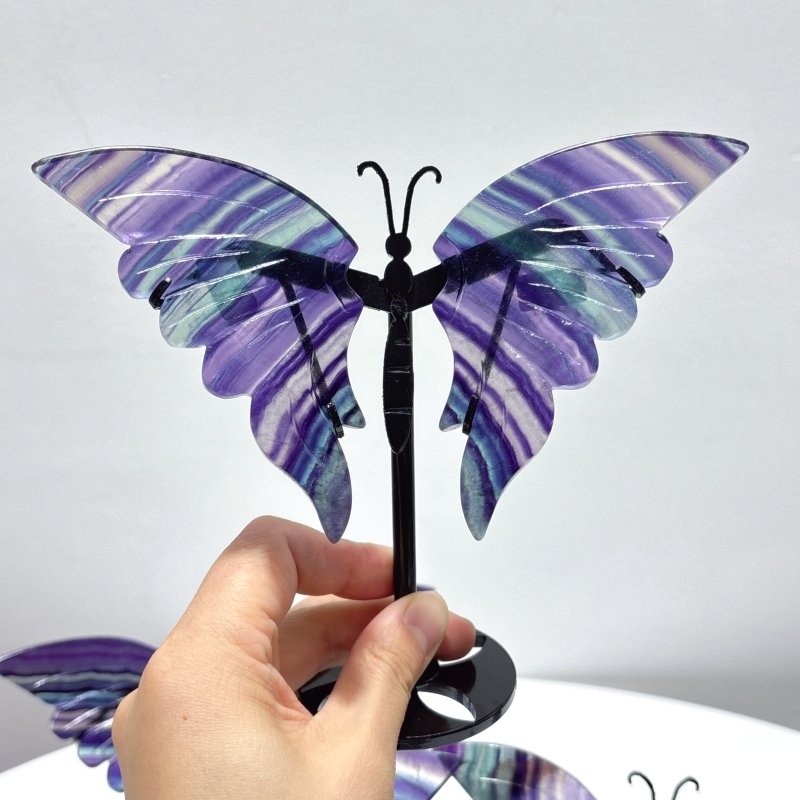 5 Pairs Symmetry Fluorite Butterfly Wing With Stand - Wholesale Crystals