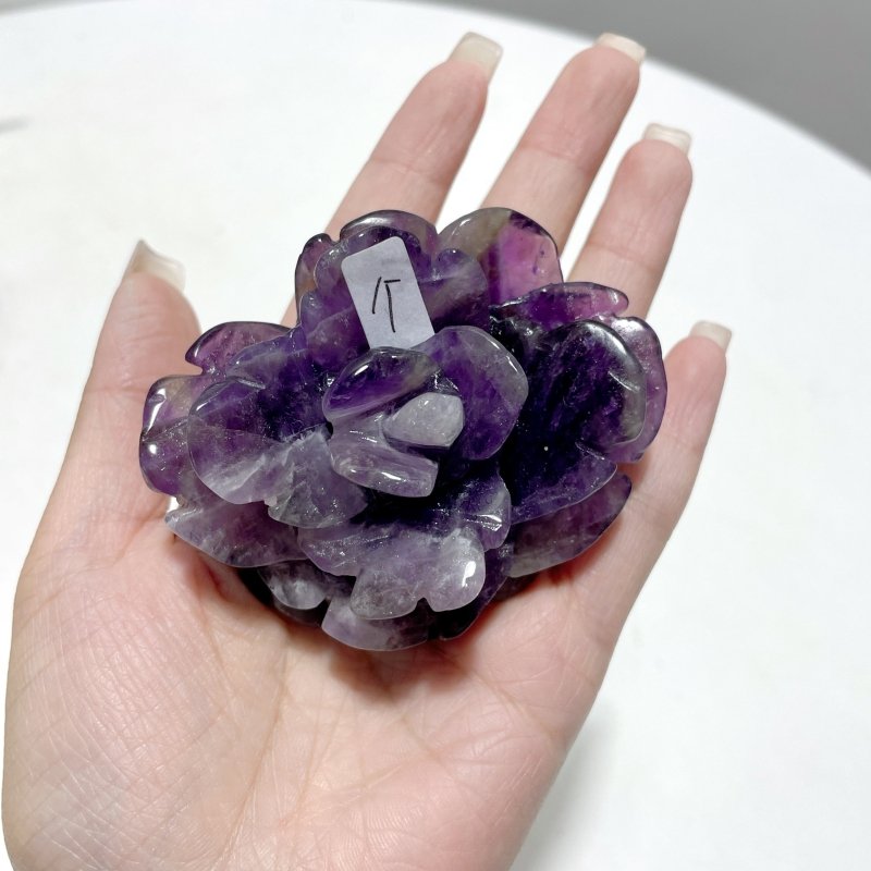 5 Pairs Unique Amethyst Flower Carving With Stand - Wholesale Crystals