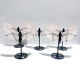 5 Pairs Unique Rose Quartz Angel Wing Carving With Stand - Wholesale Crystals