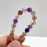 5 Pieces 7mm Super 7 Amethyst Beads 3 - Loop Bracelet/Necklace For DIY - Wholesale Crystals