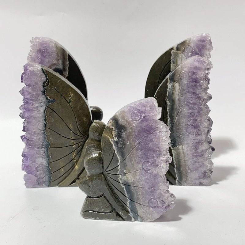 5 Pieces Amethyst Cluster Butterfly Fairy Carving - Wholesale Crystals