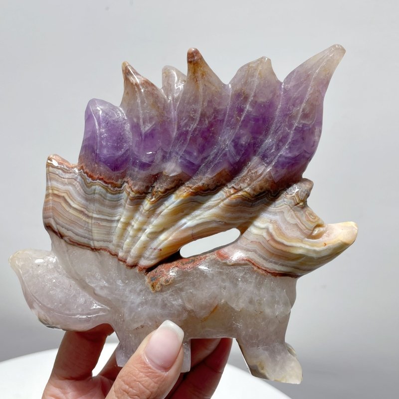 5 Pieces Amethyst Mixed Agate Nine - tailed Fox Carving - Wholesale Crystals