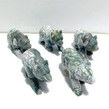 5 Pieces Beautiful Moss Agate Bear Carving - Wholesale Crystals