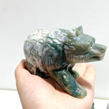 5 Pieces Beautiful Moss Agate Bear Carving - Wholesale Crystals
