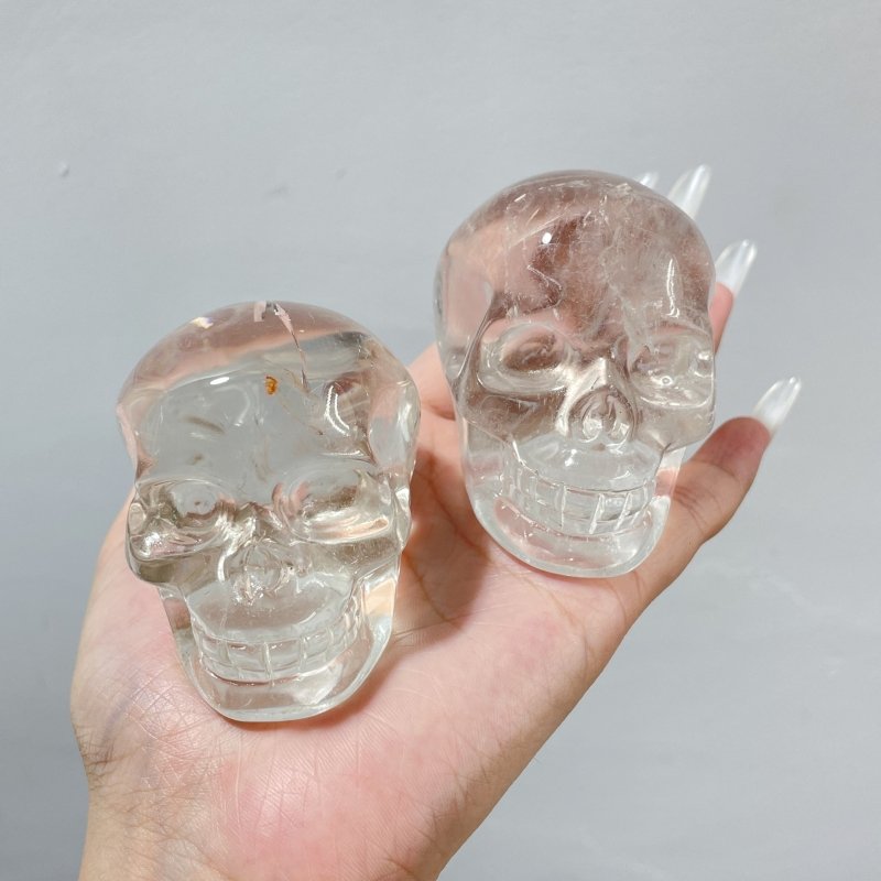 5 Pieces Clear Quartz Skull Carving - Wholesale Crystals