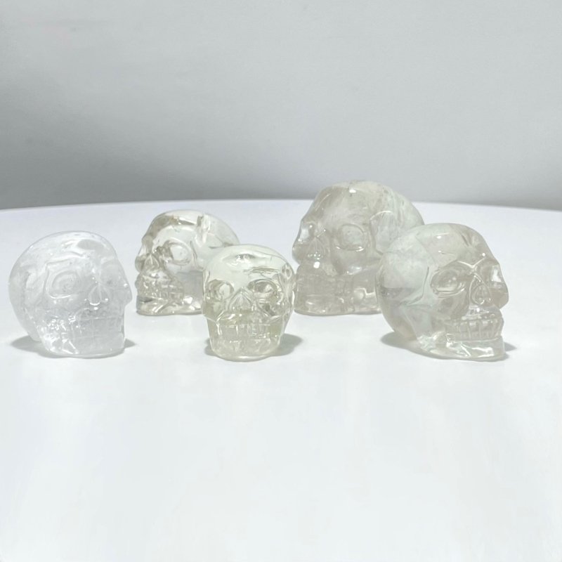 5 Pieces Clear Quartz Skull Carving - Wholesale Crystals