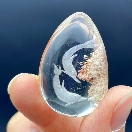 5 Pieces Dolphin Garden Quartz Inner Scene Crystal Carving - Wholesale Crystals