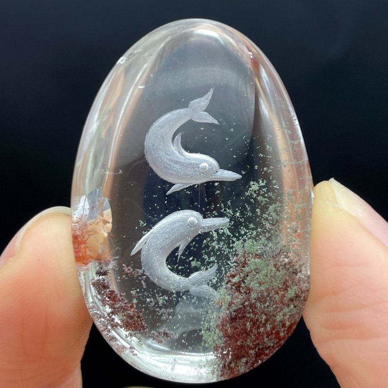 5 Pieces Dolphin Garden Quartz Inner Scene Crystal Carving - Wholesale Crystals