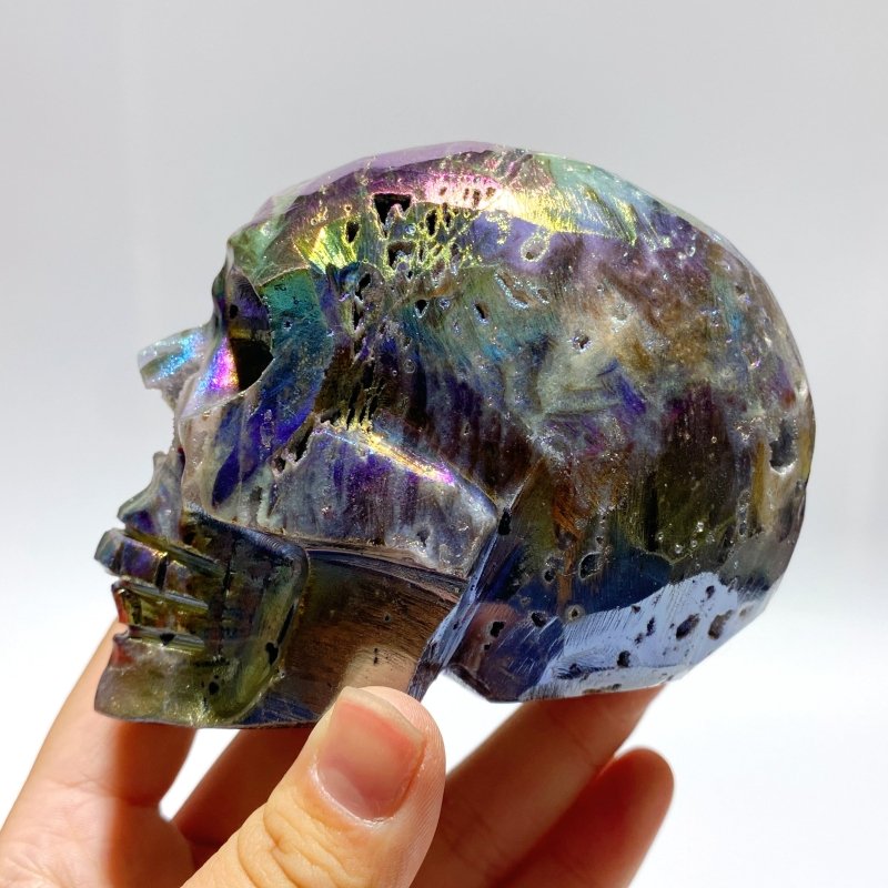 5 Pieces Geode Aura Sphalerite Skull Carving - Wholesale Crystals