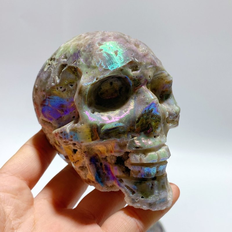 5 Pieces Geode Aura Sphalerite Skull Carving - Wholesale Crystals