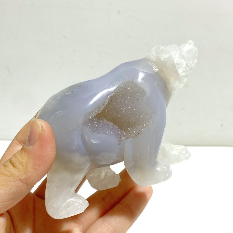 5 Pieces Geode Druzy Agate Bear Carving - Wholesale Crystals