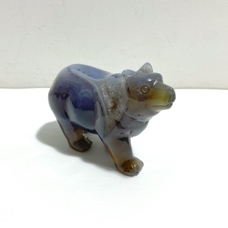 5 Pieces Geode Druzy Agate Bear Carving - Wholesale Crystals