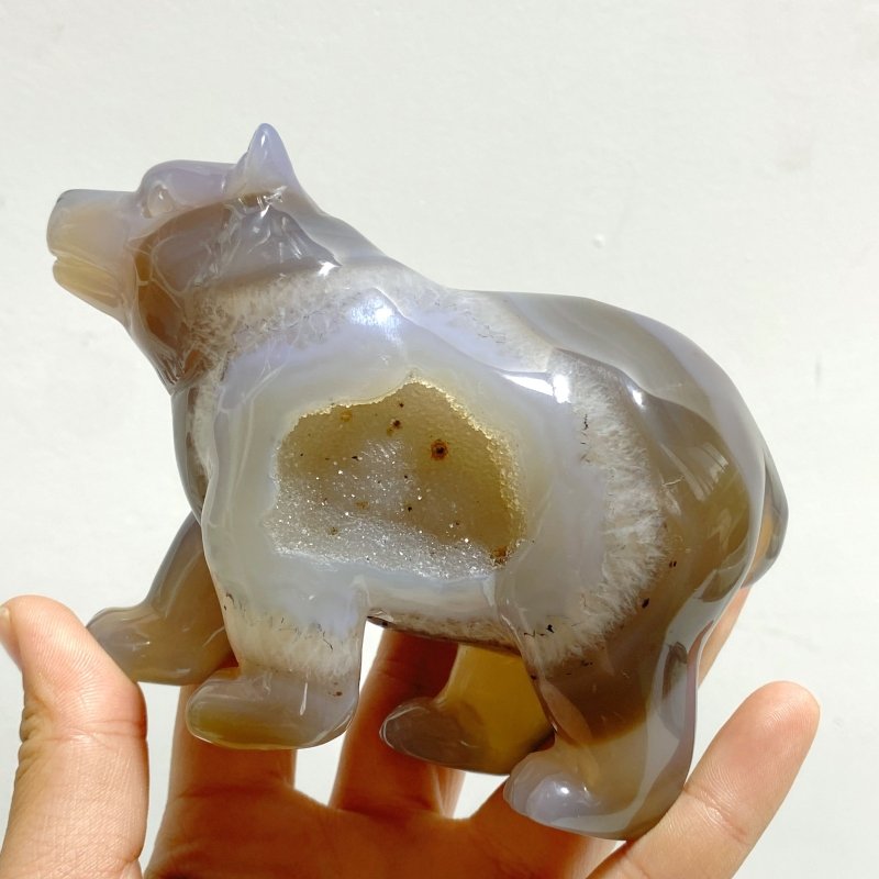 5 Pieces Geode Druzy Agate Bear Carving - Wholesale Crystals