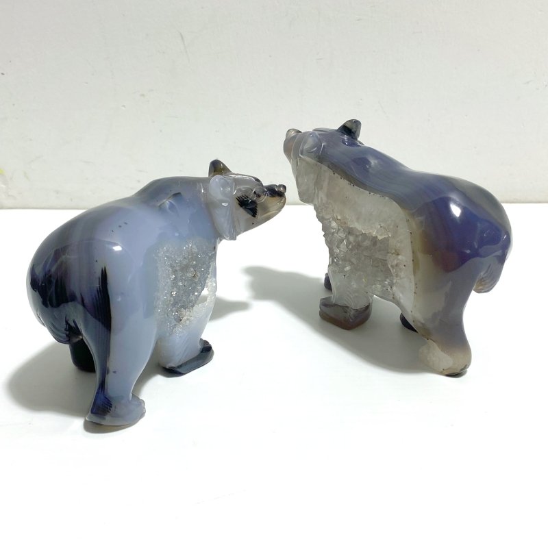 5 Pieces Geode Druzy Agate Bear Carving - Wholesale Crystals