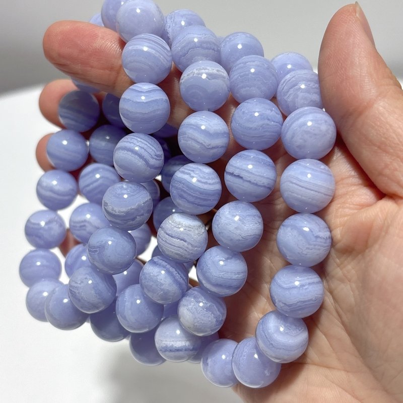 5 Pieces High Grade Blue Lace Agate Bracelet - Wholesale Crystals