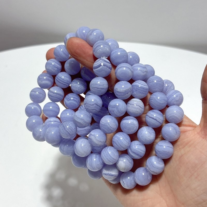 5 Pieces High Grade Blue Lace Agate Bracelet - Wholesale Crystals