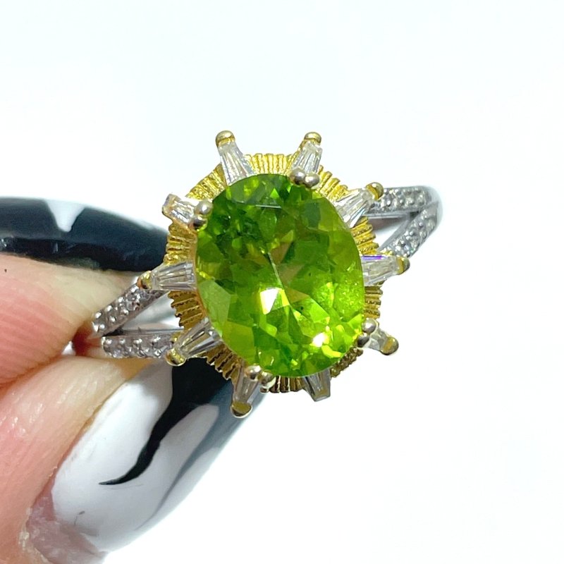 5 Pieces High Quality 925 Sterling Silver Peridot Different Styles Ring - Wholesale Crystals