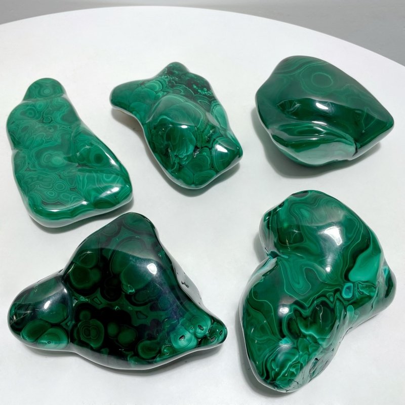 5 Pieces High Quality Polished Malachite Free Form - Wholesale Crystals