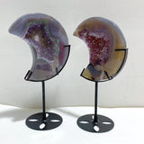 5 Pieces Large Amethyst Mixed Geode Druzy Agate Moon Carving With Stand -Wholesale Crystals