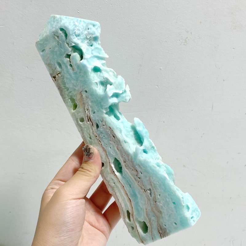 5 Pieces Large Blue Hemimorphite Four-Sided Tower Raw Side -Wholesale Crystals