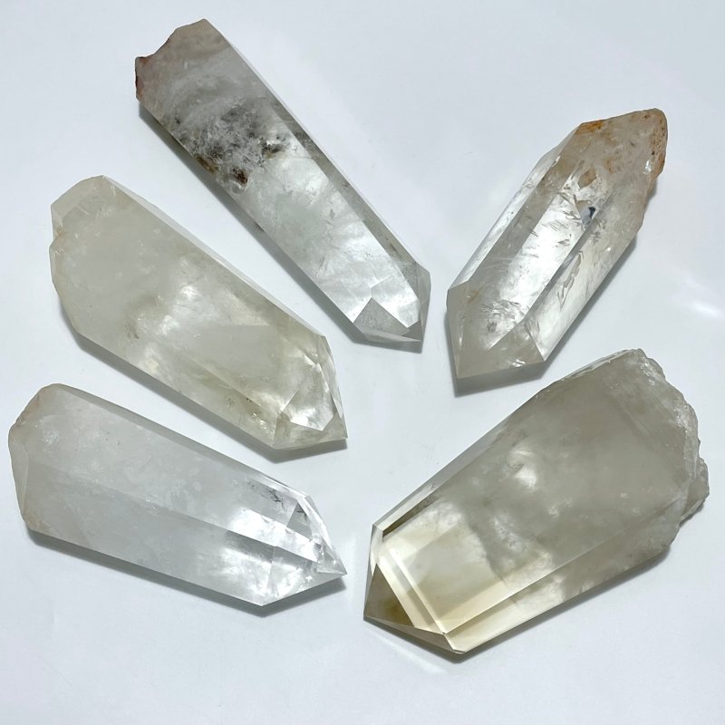 5 Pieces Large Clear Quartz Tower Raw Bottom - Wholesale Crystals