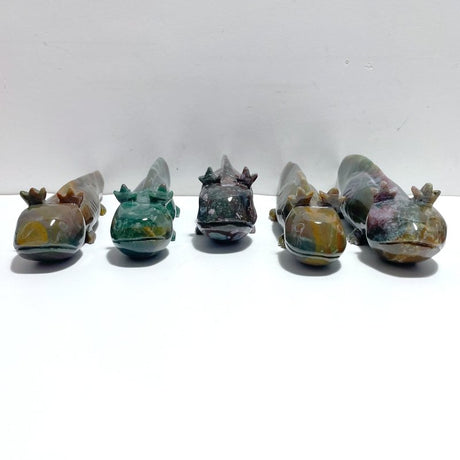 5 Pieces Large Ocean Jasper Newt Carving - Wholesale Crystals