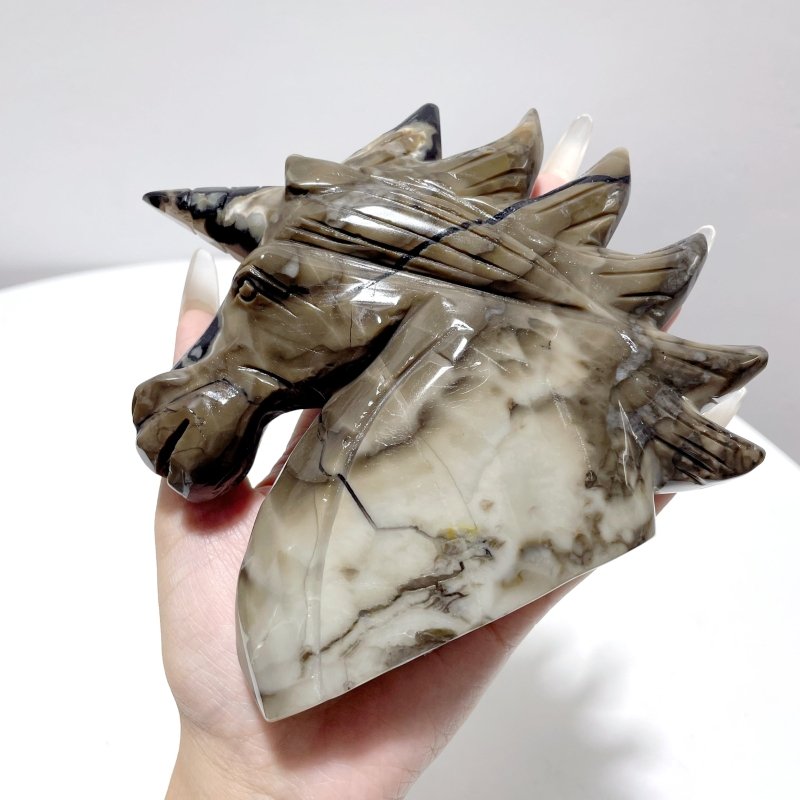 5 Pieces Large Volcanic Agate Unicorn Carving(UV - Reactive) - Wholesale Crystals