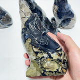 5 Pieces Large Volcanic Agate Wolf Carving(UV - Reactive) - Wholesale Crystals