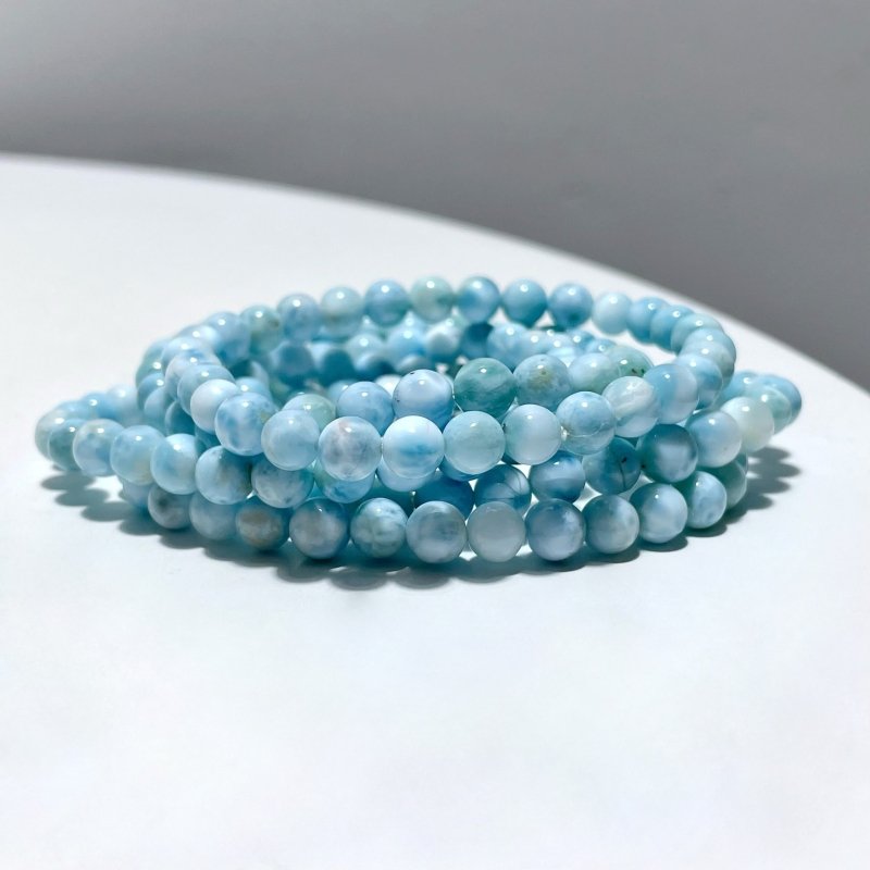 5 Pieces Larimar 6mm Bracelet Dominican Republic Larimar - Wholesale Crystals