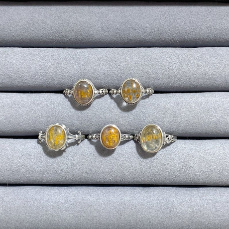 5 Pieces S925 Auralite 23 Crystal Different Styles Beautiful Rings -Wholesale Crystals