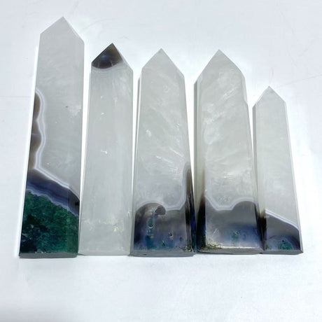 5 Pieces Tall Green Moss Agate Points - Wholesale Crystals