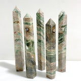 5 Pieces Tall Green Stripe Jasper Point 4 -Wholesale Crystals