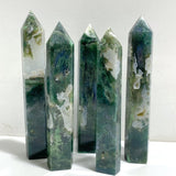 5 Pieces Tall Moss Agate Tower Points -Wholesale Crystals