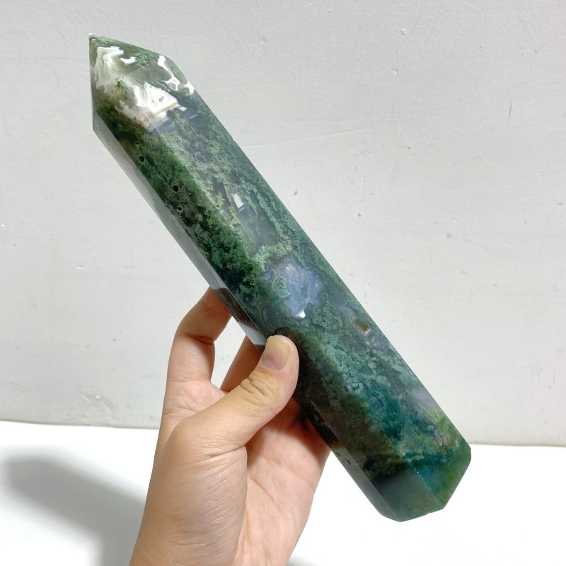 5 Pieces Tall Moss Agate Tower Points -Wholesale Crystals