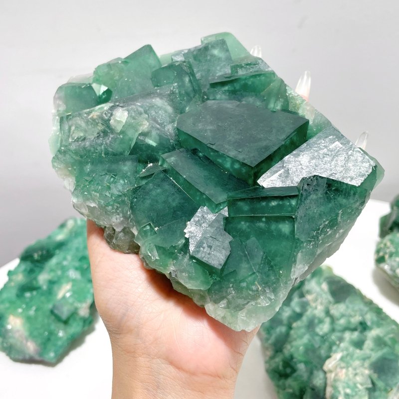 5 Pieces Unique Green Fluorite Raw Specimen Cubic Stone - Wholesale Crystals