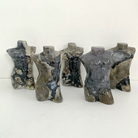 5 Pieces Volcano Agate Male Body Carving (UV - Reactive) - Wholesale Crystals
