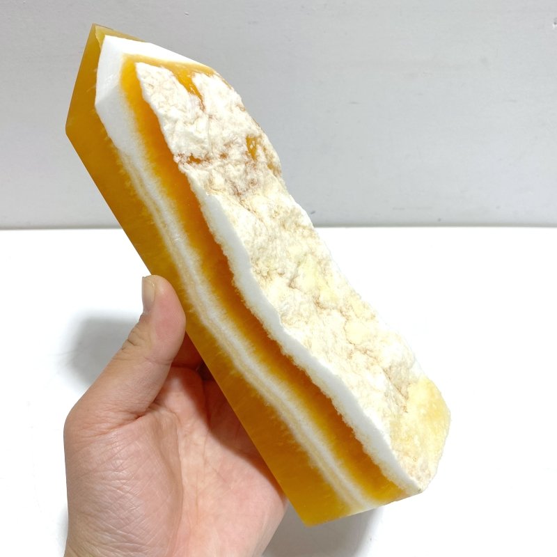 5 Pieces Yellow Calcite Points Raw Side - Wholesale Crystals