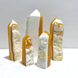 5 Pieces Yellow Calcite Points Raw Side - Wholesale Crystals