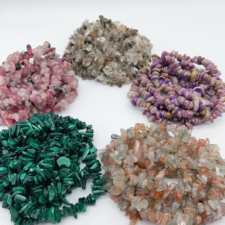 5 Types Chip Bracelet Crystal Wholesale Malachite Phosphosiderite Rutile Quartz -Wholesale Crystals