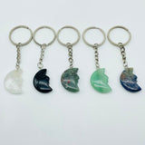 5 Types Moon Face Crystal Keychain Carving Wholesale Clear Quartz Black Obsidian -Wholesale Crystals