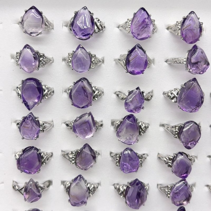 50 Pieces Freeform Amethyst Different Styles Ring - Wholesale Crystals