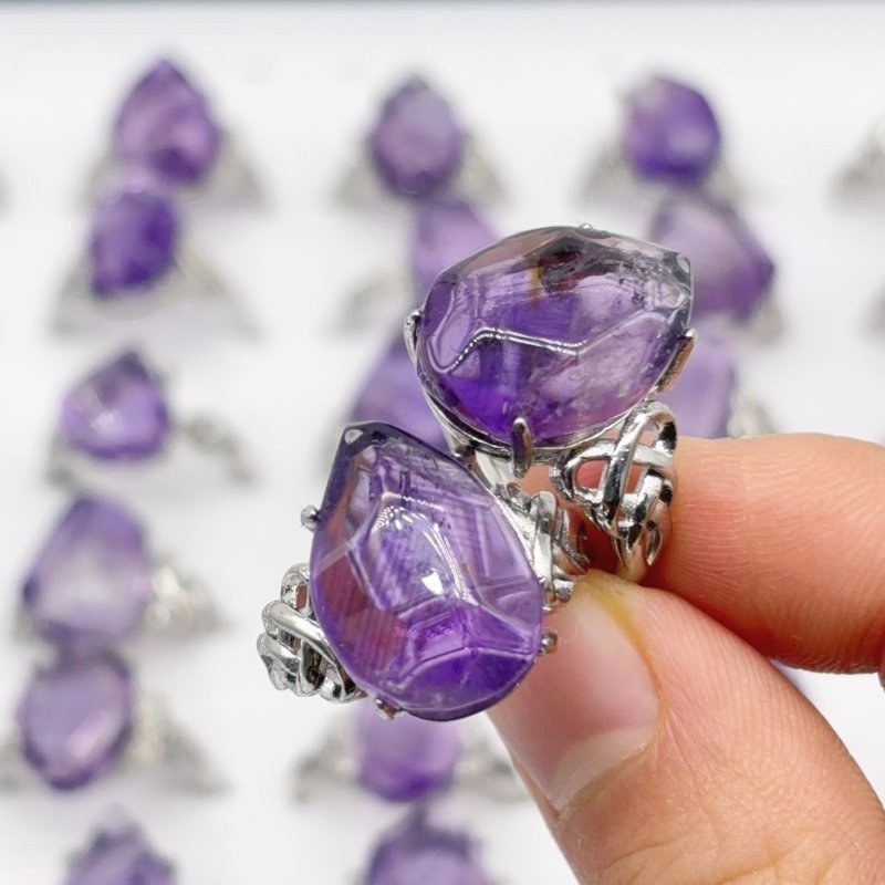 50 Pieces Freeform Amethyst Different Styles Ring - Wholesale Crystals