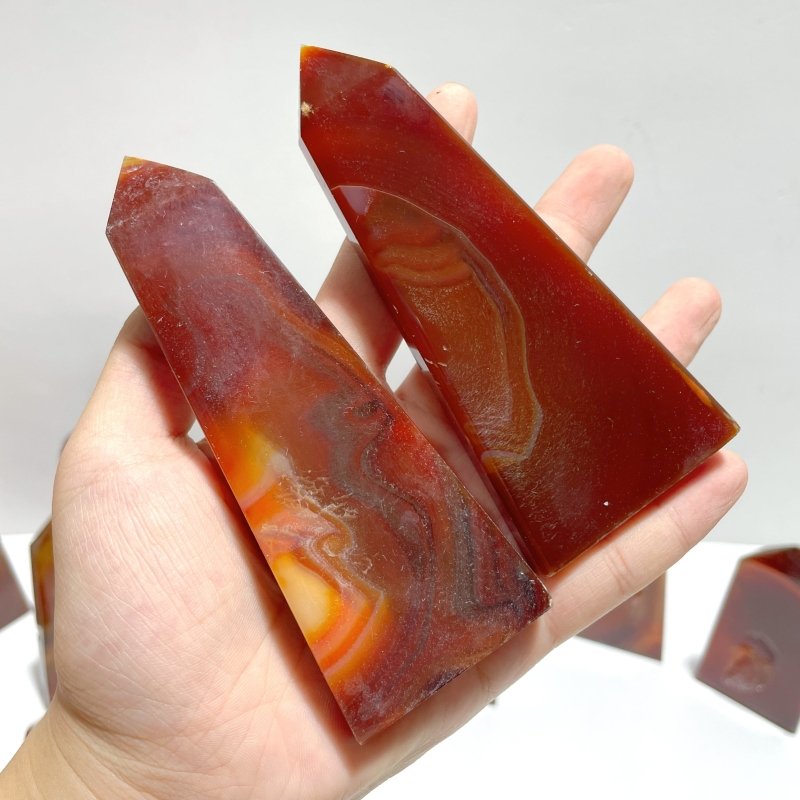 51 Pieces Carnelian Geode Druzy Four - sided Tower Points (Clearance) - Wholesale Crystals